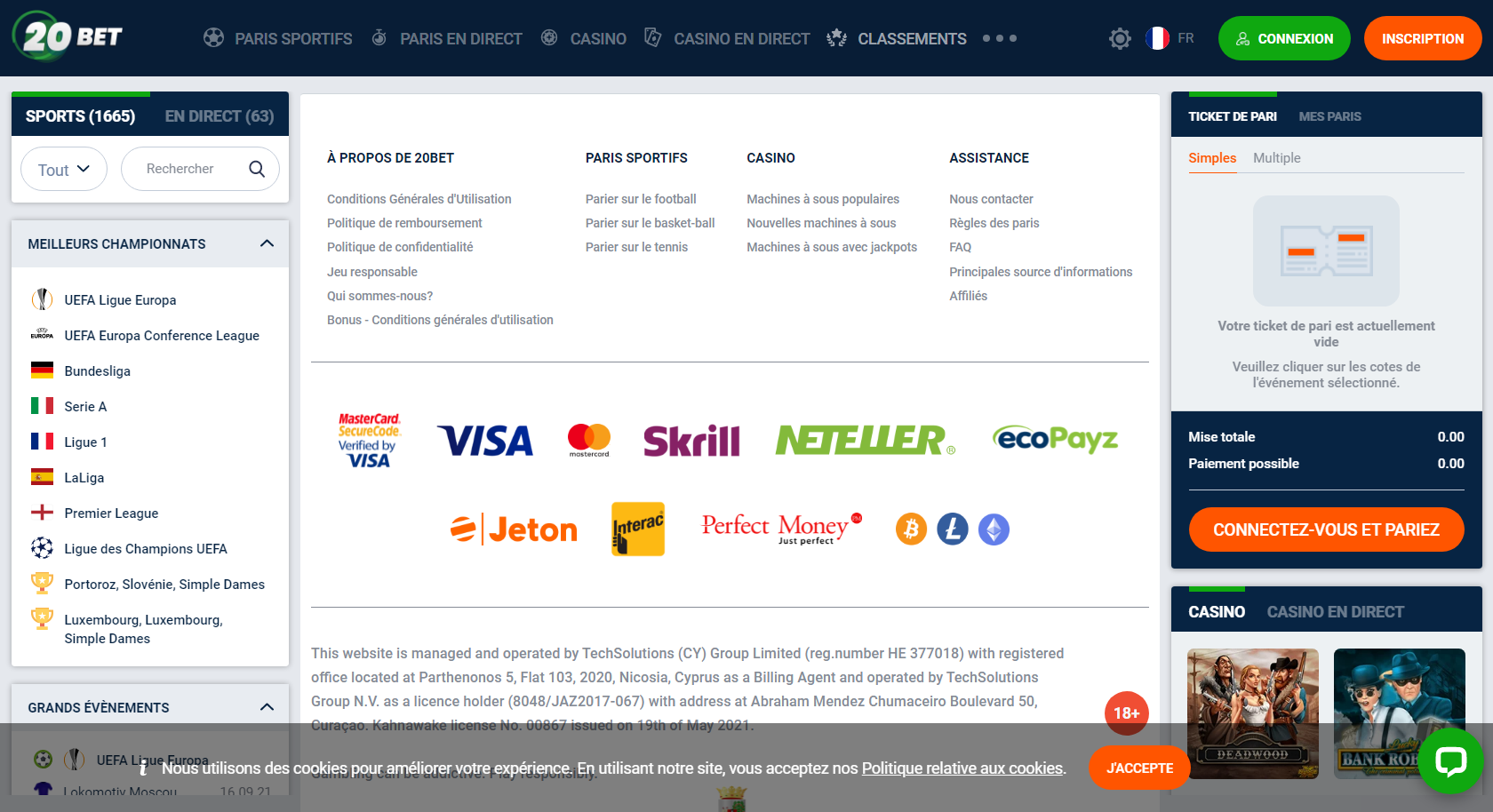 20BET Mobile version